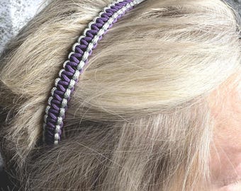 Classic Signature Plum & Silver Gray Paracord Hairband