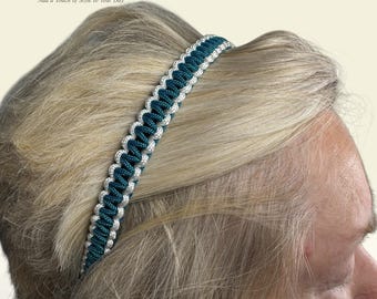 Classic Signature Teal Blue & White Paracord Hairband