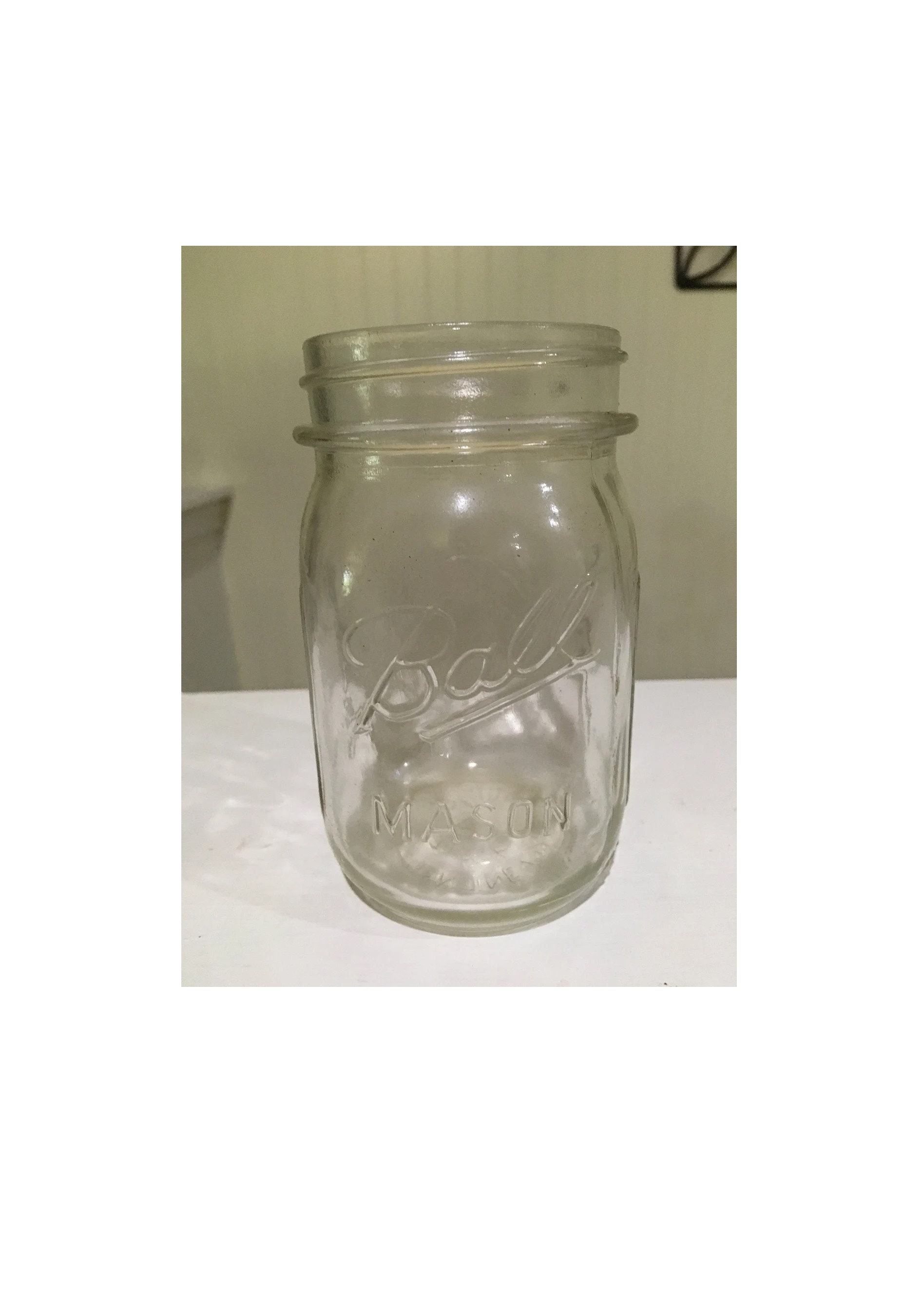 Vintage 1977 Jubilee Kitchen Wax Half Full Liquid White Glass Jar