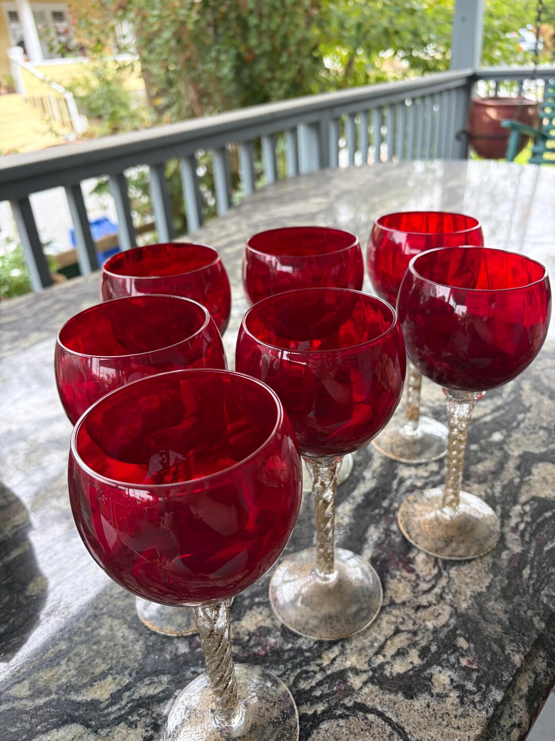 Vintage Ruby Red Balloon Wine Glasses - Etsy