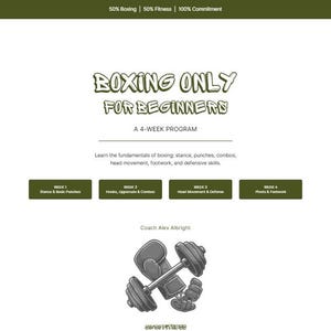 Boxing Only for Beginners | 4-Week Program | Boxing Workout Plan | Printable Fitness PDF