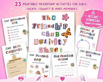 Libro di attività sull'amicizia per ragazze / PDF stampabile / Divertente libro dei ricordi / Età 7-13