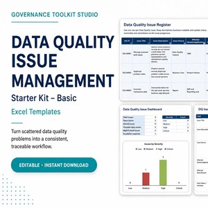 Data Quality Issue Management Kit | Excel Issue Tracker & Workflow Template
