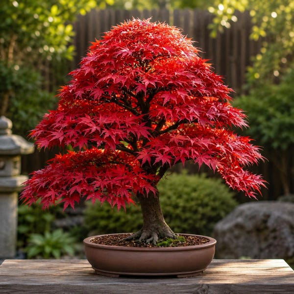 Érable rouge du Japon (plante vivante) | Bonsaï nain | Plante ornementale à feuillage rouge pour jardin, terrasse et pot