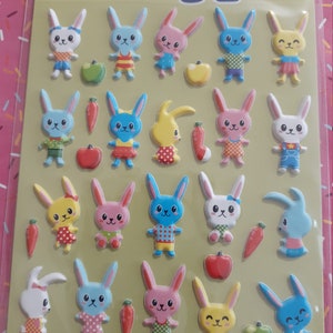 Puffy 3D Bunny Stickers for scrapbooking DIY / deco stickers cute kawaii characters