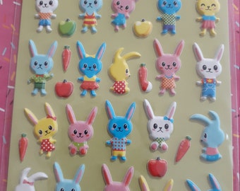 Puffy 3D Bunny Stickers para scrapbooking DIY / deco pegatinas lindos personajes kawaii