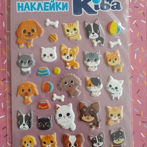 Puffy 3D Puppies, and kitties Stickers for scrapbooking DIY / deco stickers cute kawaii characters