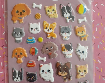 Puffy 3D Puppies, y gatitos Pegatinas para scrapbooking DIY / deco pegatinas lindos personajes kawaii