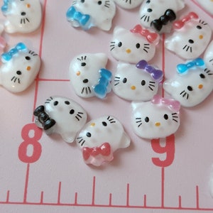 10 gatitos Kawaii pequeños, arte de uñas lindos, resina de cabujón de espalda plana