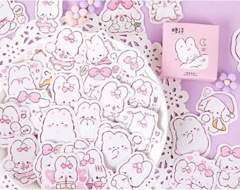 40 Cute Bunny Stickers, Stationary Stickers, Flake Stickers