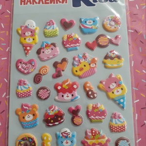 Puffy 3D Sweet Stickers for scrapbooking DIY / deco stickers cute kawaii characters