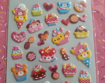 Puffy 3D Sweet Stickers para scrapbooking DIY / deco pegatinas lindos personajes kawaii
