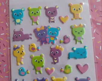 Puffy 3D Bear Stickers para scrapbooking DIY / deco pegatinas lindos personajes kawaii