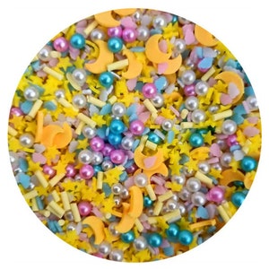 Moon and stars Sprinkle Mix,Polymer Clay Fake Sprinkles, Decoden Funfetti