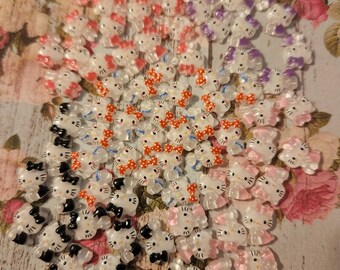 10 Small  Kawaii kitty, Cute Nail art, Flatback Cabochon Resin
