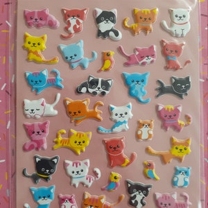 Puffy 3D Kitty Stickers for scrapbooking DIY / deco stickers cute kawaii characters