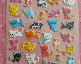 Puffy 3D Kitty Stickers para scrapbooking DIY / deco pegatinas lindos personajes kawaii
