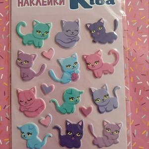 Puffy 3D Kitty  Stickers for scrapbooking DIY / deco stickers cute kawaii characters
