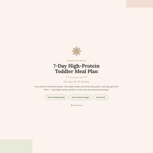 High-Protein Toddler Meal Plan | 7-Day Self-Feeding,18-24 months, No Sugar (PDF Download)