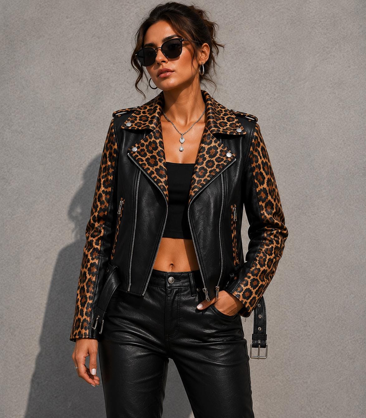 Leopard Biker Jacket - Etsy