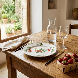 Mediterranean Ceramic Plate | Vintage Botanical Dinnerware | Cottage Style Kitchen Decor | Farmhouse Serving Plate | Housewarming Gift |