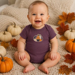 Cute Faux Patchwork Pumpkin Baby Bodysuit, Halloween Baby One Piece, Infant Outfit, Fall Baby Clothes, Spooky Season Baby Shower Gift
