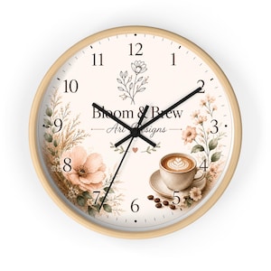 Coffee & Flowers Wall Clock