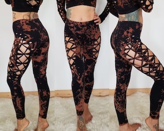 WILD FIRE Venus leggings Hand Dyed Yoga festival leggings hula hoop fire pole