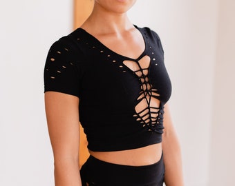 Aura Braided Crop Tee, Festival, Slit weave, Pole, Hula hoop, Burning man
