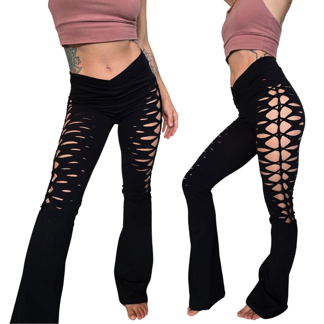Sequoia Crossover Flares Yoga Pants, Ripped Pants, Gift for Her