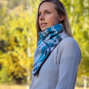 Creamy blue Southwest Adventure Scarf unisex scarf, gift for her, wrap scarf image 3