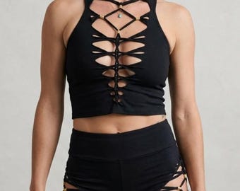 Bliss Braided Crop Top - Strappy Back Festival Tank for Pole Dance & Flow Arts