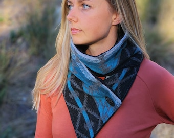 Teal and Black Southwest Adventure Snap Scarf