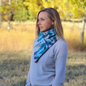 Creamy blue Southwest Adventure Scarf unisex scarf, gift for her, wrap scarf image 2