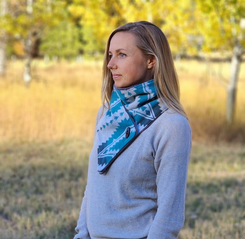 Creamy blue Southwest Adventure Scarf unisex scarf, gift for her, wrap scarf image 2
