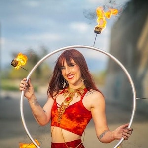 FIRE Crop top Hand dyed Yoga Slit weave Fire hula hoop