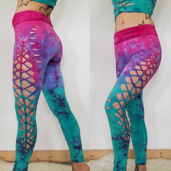 Cotton Candy Yoga leggings Hand Dyed