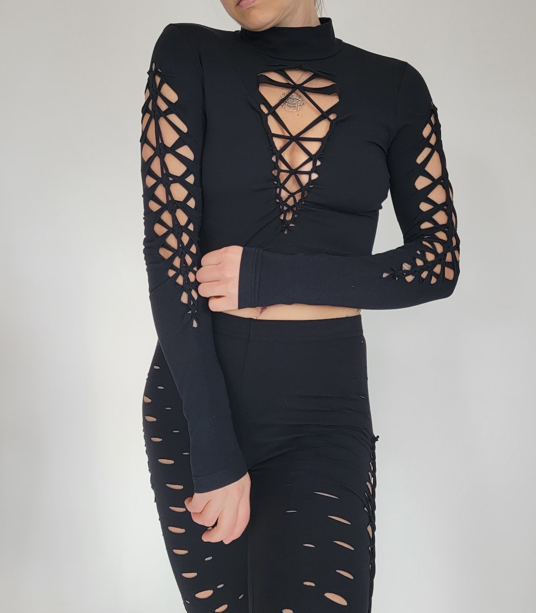 Camicia a collo alto intrecciata/Festival/Yoga/Boho Italia