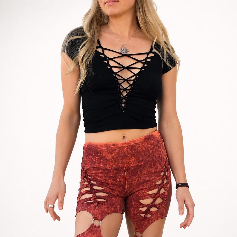 Cosmos Braided Crop Tee, Festival, Slit weave, Pole, Hula hoop, Burning man image 3