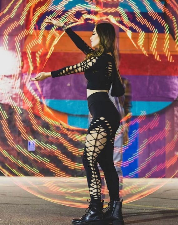 Warrior Braided Yoga Leggings, Festival Clothing, Hoop Fashion