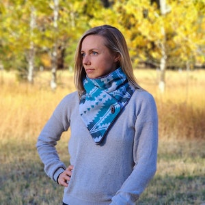 Creamy blue Southwest Adventure Scarf unisex scarf, gift for her, wrap scarf image 1