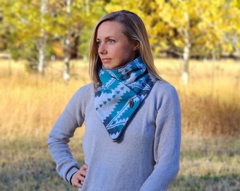 Creamy blue Southwest Adventure Scarf unisex scarf, gift for her, wrap scarf