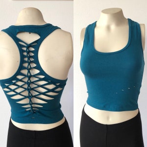 Racerback Yoga crop Tank Top, open back, dance, festival, gift for her, sexy crop