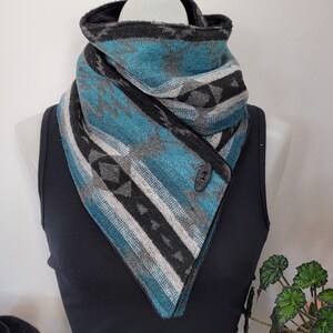 Teal and Black Southwest Adventure Snap Scarf image 3