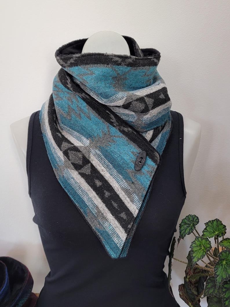 Teal and Black Southwest Adventure Snap Scarf image 3