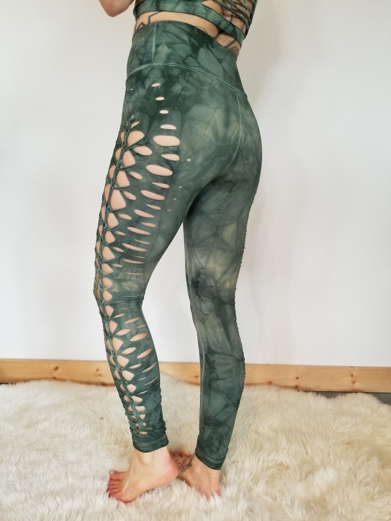 Sage Yoga leggings Hand Dyed image 4