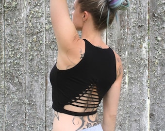 Braided Crop Tank Top, cami, yoga, festival, dance "Spark"