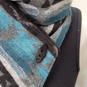 Teal and Black Southwest Adventure Snap Scarf image 5