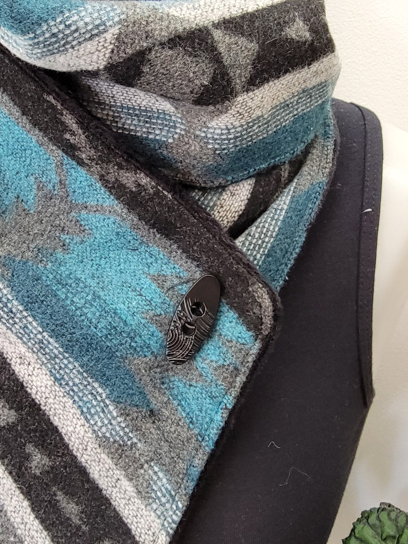 Teal and Black Southwest Adventure Snap Scarf image 5