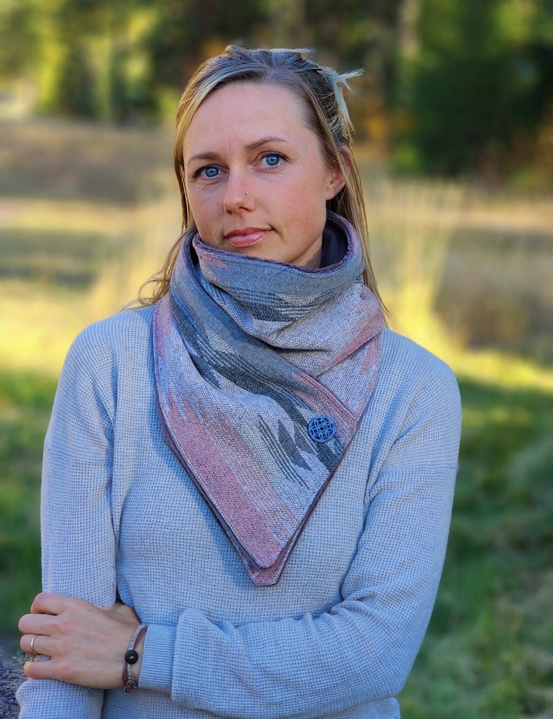 Soft Gray and pink Southwest Adventure Scarf unisex scarf, gift for her, wrap scarf image 2